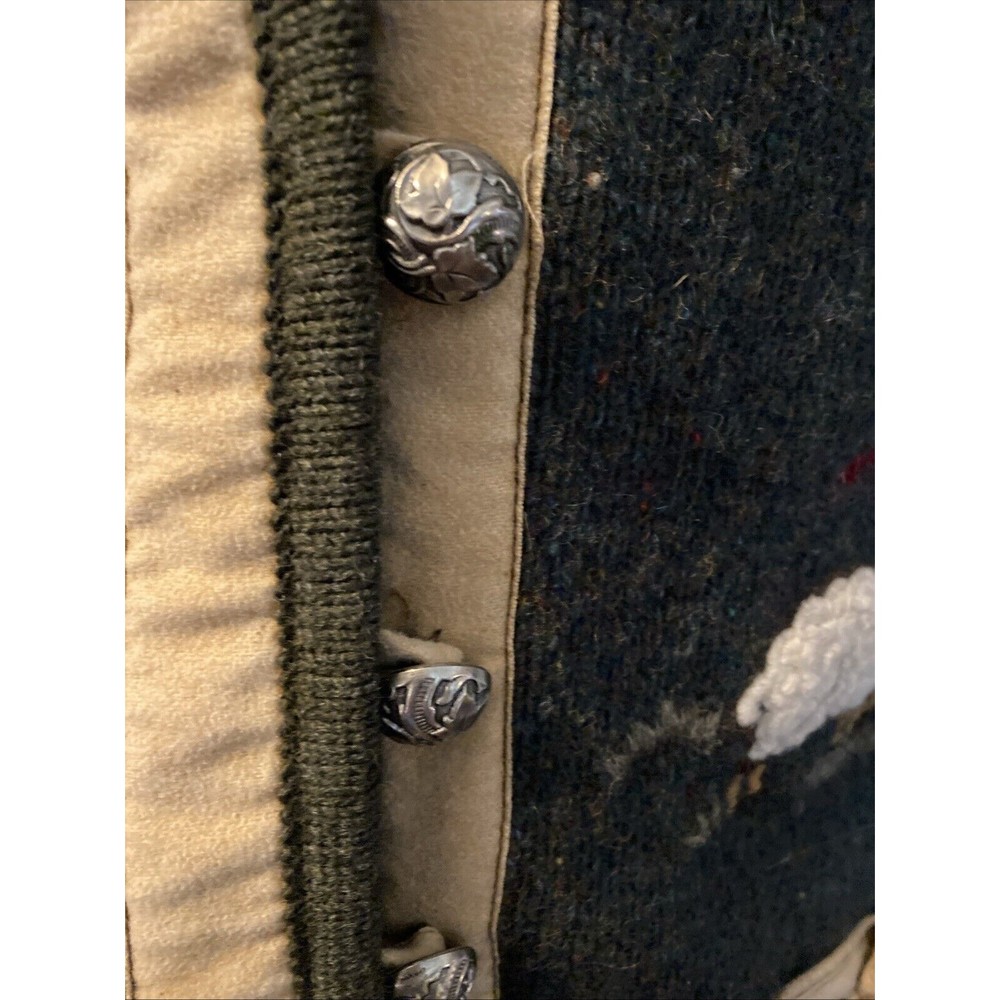 Stapf Austria Womens New Pure Wool Sweater vest Buttoned Dark Green Tan 40 - Picture 3 of 10
